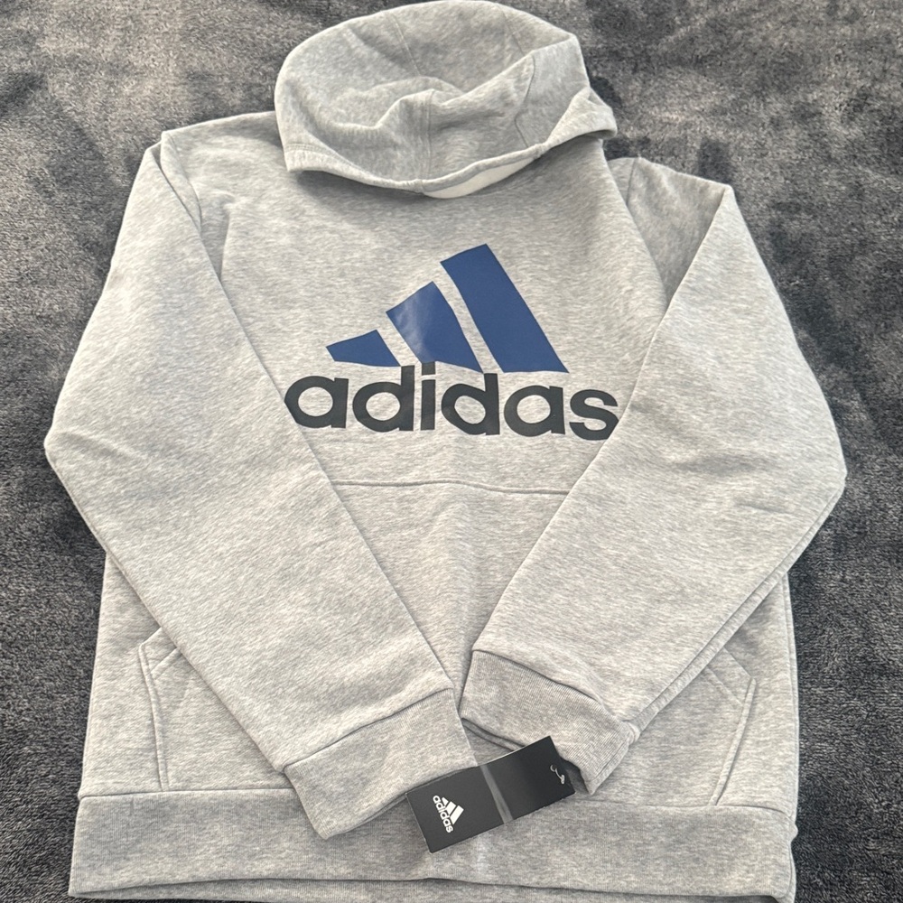 Adidas Heather Gray Sweatshirt with Navy Logo